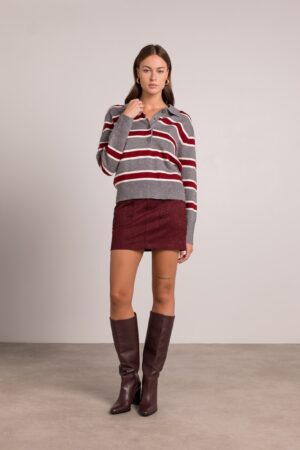 סריג פולו עם פסים Édith | בורדו