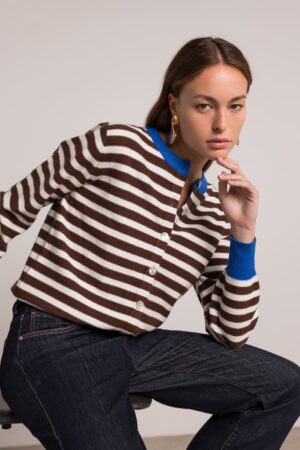 סריג קלאסי עם פסים Séverine | חום