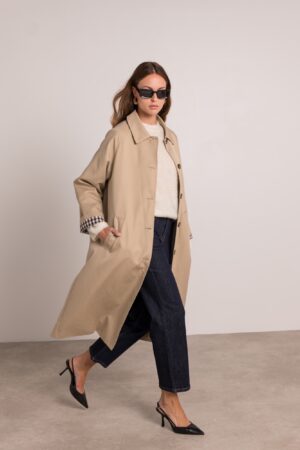 מעיל ארוך בגזרת אוברסייז Maddy | בז