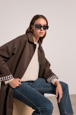 מעיל ארוך בגזרת אוברסייז Maddy | חום