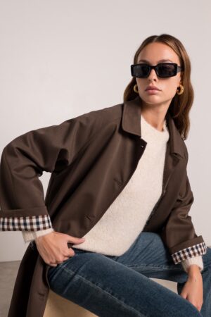 מעיל ארוך בגזרת אוברסייז Maddy | חום