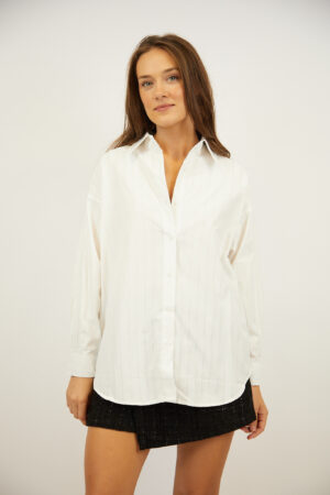חולצת פסים עם עניבה Virginie | לבן