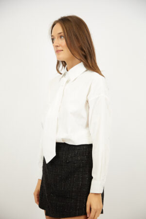 חולצת פסים עם עניבה Virginie | לבן