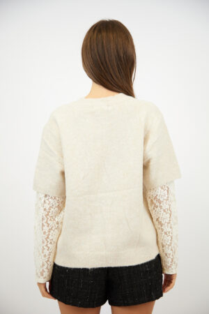 סוודר אלגנטי עם תחרה Ophélie | בז