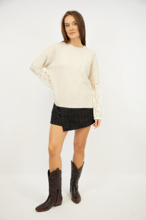 סוודר אלגנטי עם תחרה Ophélie | בז