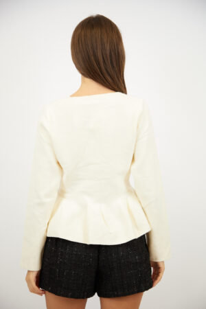 סריג עם כפתורים מוזהבים Emma | קרם