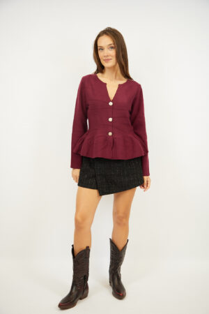 סריג עם כפתורים מוזהבים Emma | ורוד