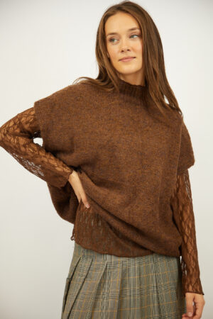 סריג עם תחרה Sarah | קפה