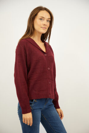 קרדיגן בסריגה עדינה Lola | בורדו