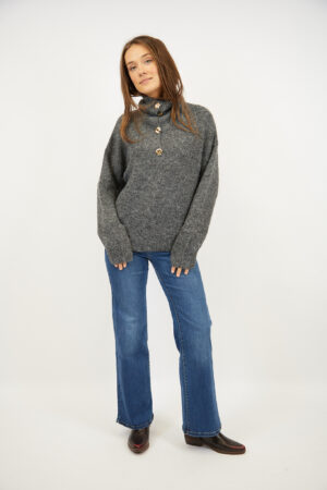 סריג צווארון פולו Nina | אפור