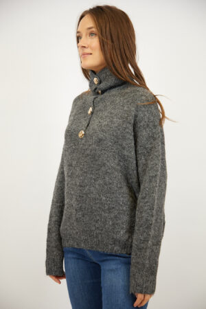 סריג צווארון פולו Nina | אפור