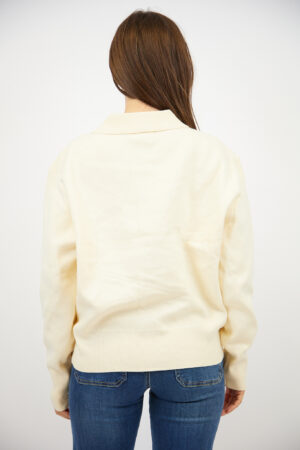 סריג עם כפתורים וצווארון פולו Adèle | בז