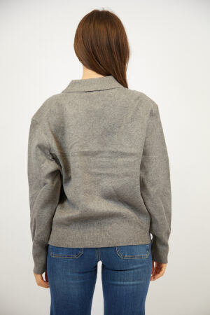 סריג עם כפתורים וצווארון פולו Adèle | אפור