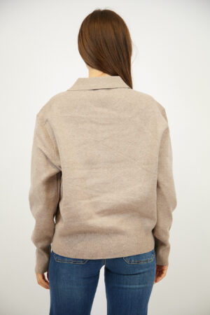 סריג עם כפתורים וצווארון פולו Adèle | אבן