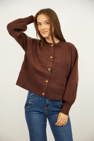 סריג עם כפתורים Lou | חום