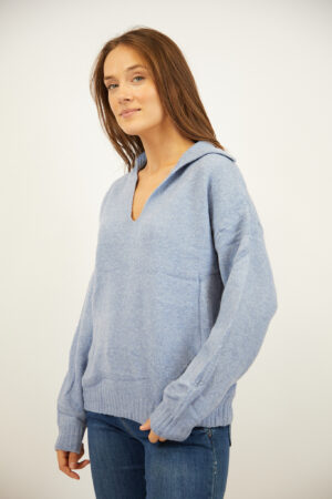 סריג עם צווארון פולו Iris | כחול