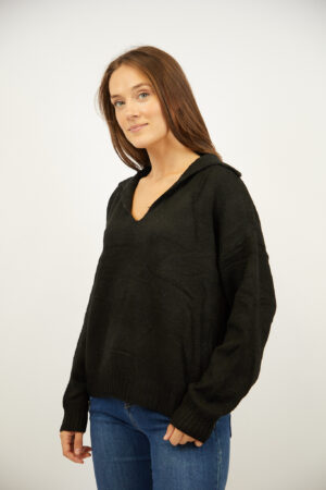 סריג עם צווארון פולו Iris | שחור