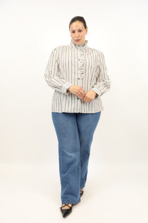 חולצה אלגנטית עם פסים Bonnie | קפה