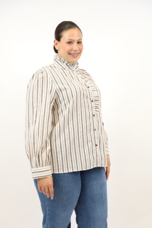 חולצה אלגנטית עם פסים Bonnie | קפה