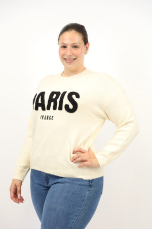 סריג עם כיתוב PARIS|קרם