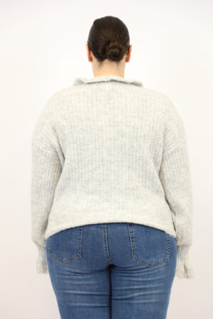 סריג עם שורות תחרה Julie | אפור