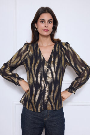 חולצה הדפס Line | שחור – BY-922-5-1151-BLACK