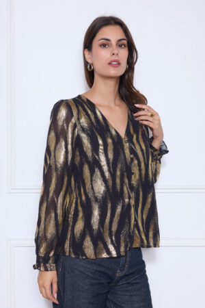 חולצה הדפס Line | שחור