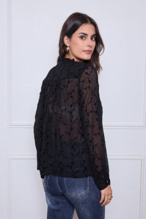 חולצה קטיפה Kelly | שחור