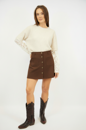 חצאית מיני Shira | קפה – ML-M260-2283-CAFE