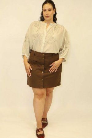חצאית מיני Shira | קפה – ML-M260-5-2283-CAFE