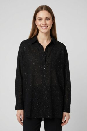 חולצה נצנצים Amélie | שחור – CHR-F629-BLACK