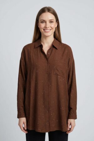 חולצה נצנצים Amélie | חום – CHR-F629-BROWN