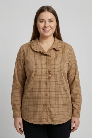 חולצת משובצת Margaux | בז – CHR-F662-BEIGE