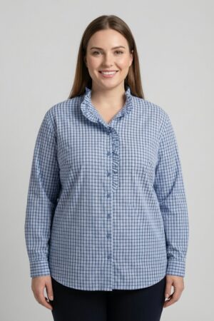 חולצת משובצת Margaux | כחול – CHR-F662-BLUE