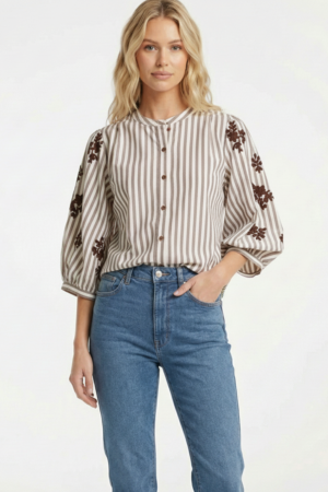 חולצה פסים Élise | קפה – JSM-CH3505-CAFE
