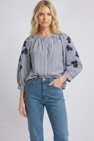 חולצה פסים Élise | נייבי – JSM-CH3505-NAVY