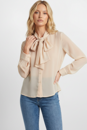 חולצת שיפון אלגנטית Iris | בז – JSM-CH3532-BEIGE