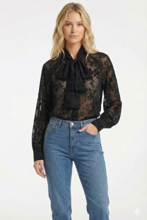 חולצת שיפון אלגנטית Élodie | שחור – JSM-CH5026-BLACK