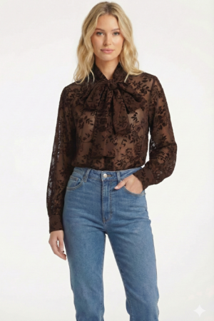 חולצת שיפון אלגנטית Élodie | קפה – JSM-CH5026-CAFE