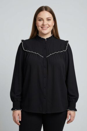 חולצה הדפס מודרני Aurélie | שחור – ML-M1015-2270-BLACK