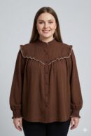 חולצה צווארון וולנים Daphné | קפה – ML-M1192-5-2196-CAFE