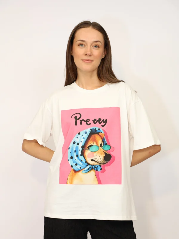 טי שירט Pretty Dog | לבן