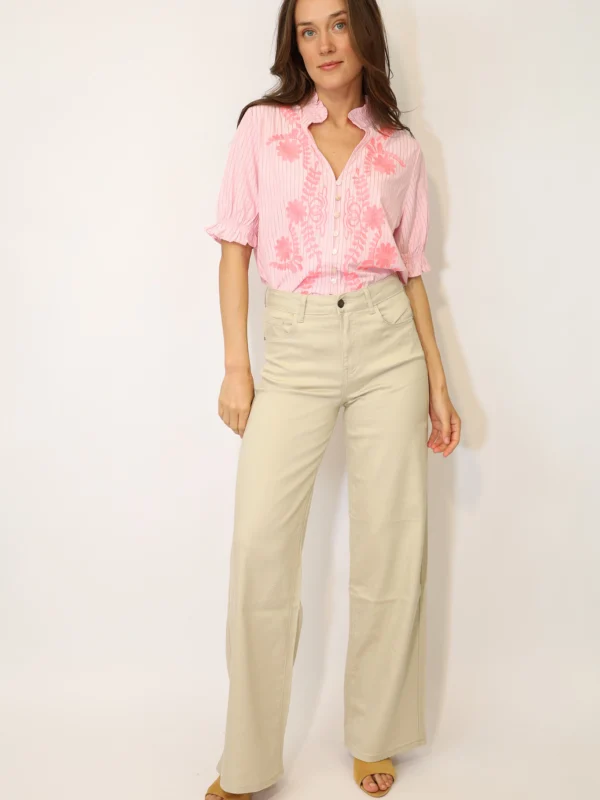 WIDE LEG TENCEL גינס  Lara | קרם