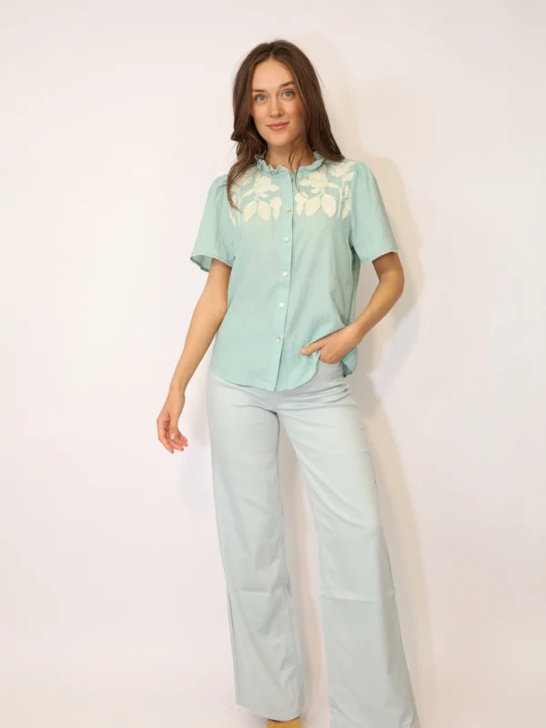 WIDE LEG TENCEL גינס Lara | כחול
